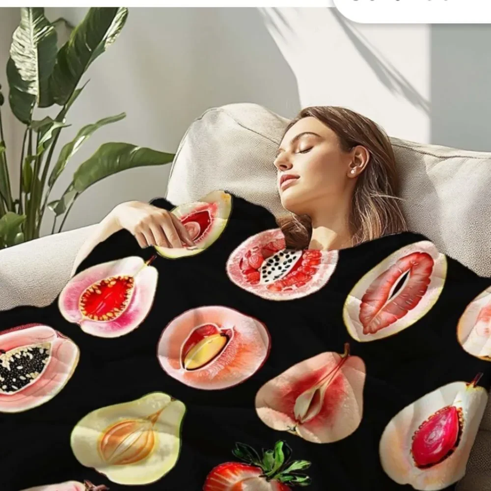 Fruit Blanket Throw Gift for Men Women, Funny Novelty Sliced Strawberry Avocado